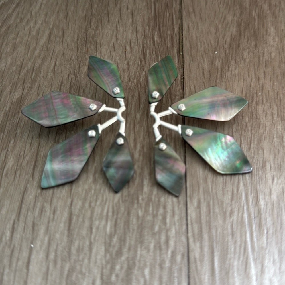 Kendra Scott Mother of Pearl/Abalone Shell + Silver Earrings